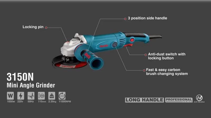 مینی فرز برقی 115 میلی متری دسته بلند 1050 وات مدل ronix 3150N