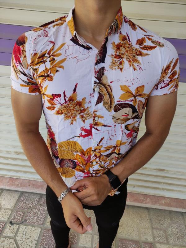 پیراهن هاوایی طرح برگ جدید