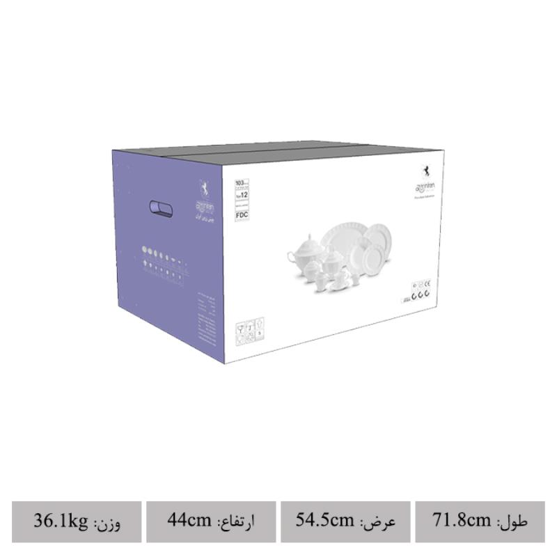 سرویس چینی زرین طرح کاررا گلد 103 پارچه (درجه یک)