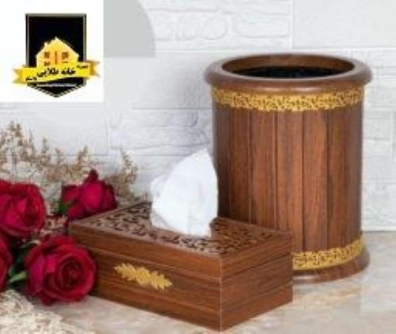 سطل و جای دستمال کاغذی آیرو مدل دارسی سفید طلایی